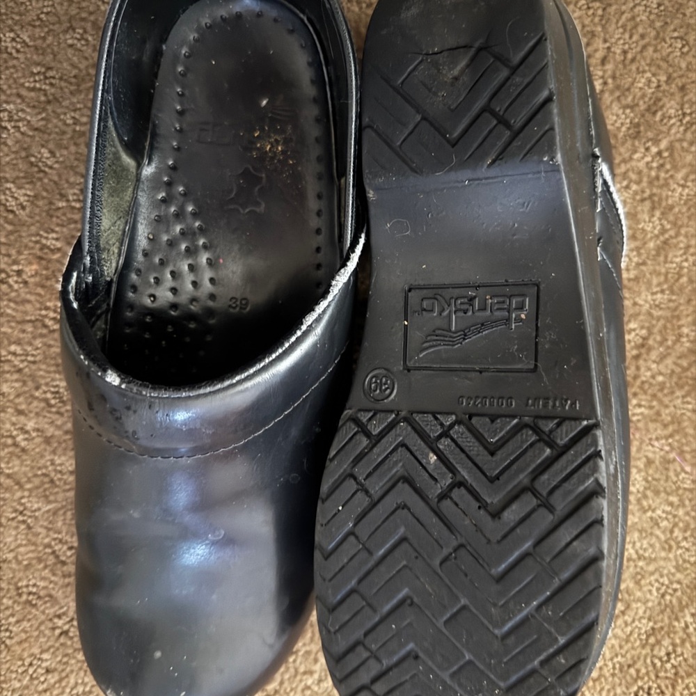Dansko Black Leather Mules